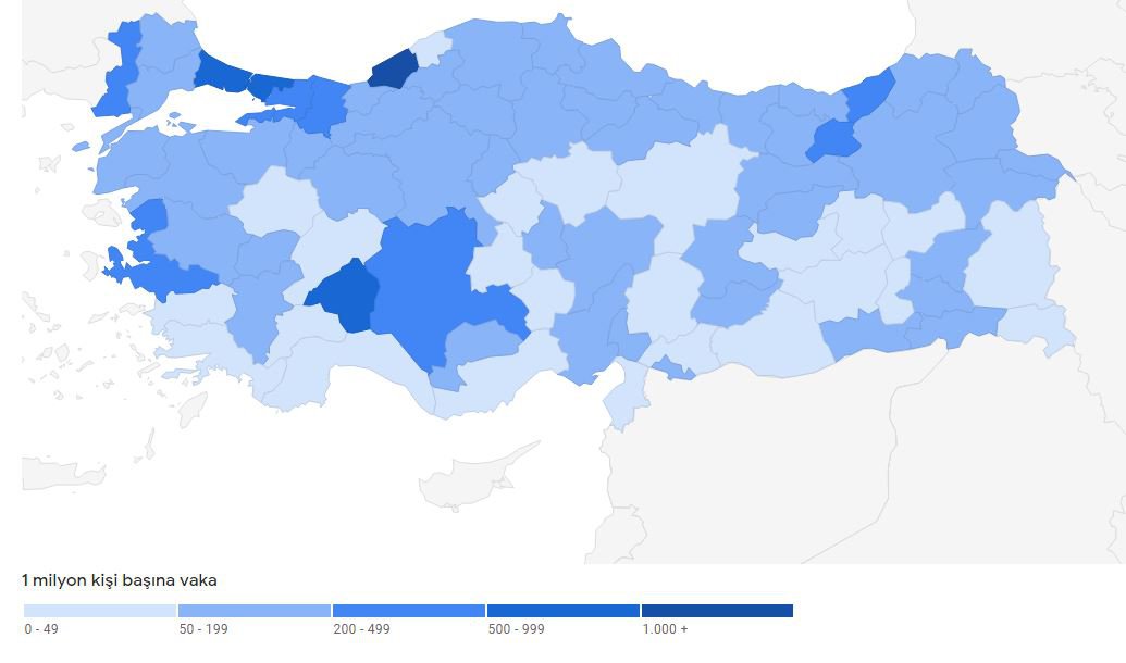 Koronavirüs Türkiye Haritası
